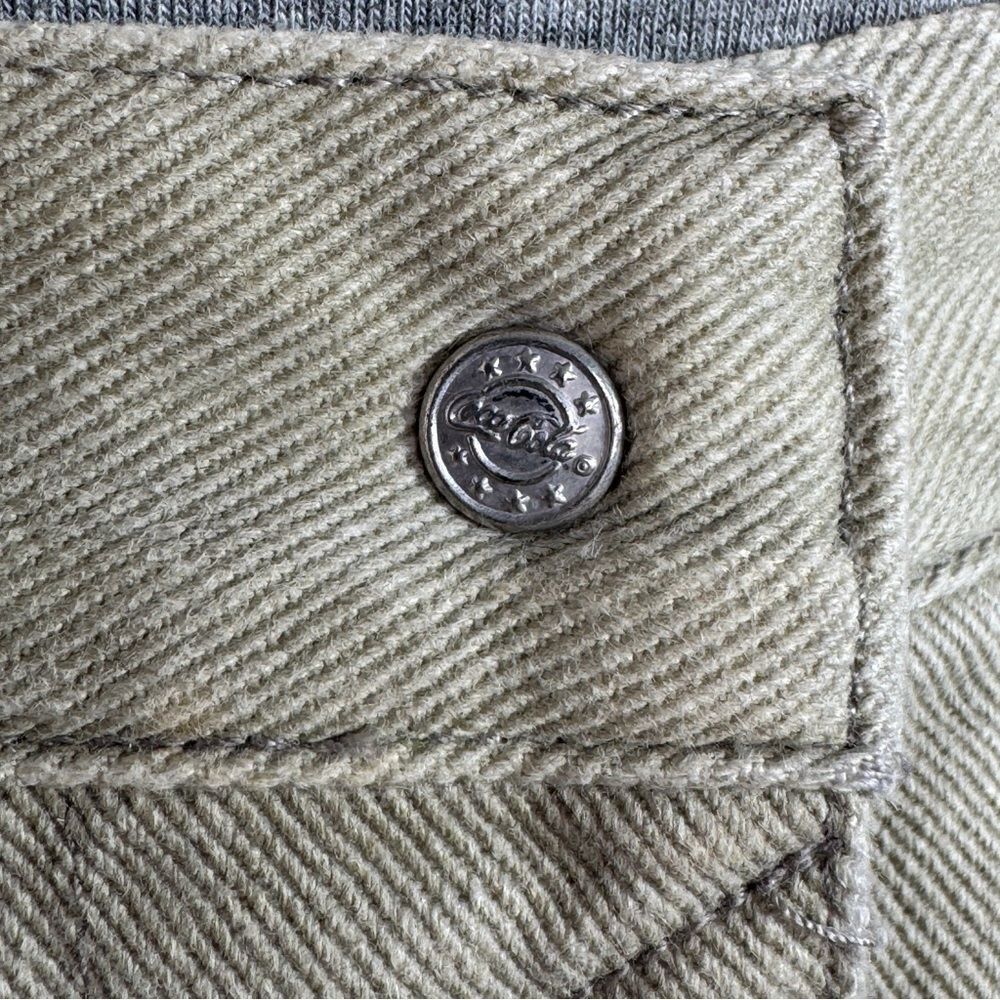 Vintage Coca Cola Snap Front Side Cargo Pocket Denim A Line Skirt Khaki 6 XS - Picture 6 of 13